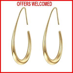 Large Teardrop Hoop Earrings 14k Gold Plated Statement Jewelry Gift